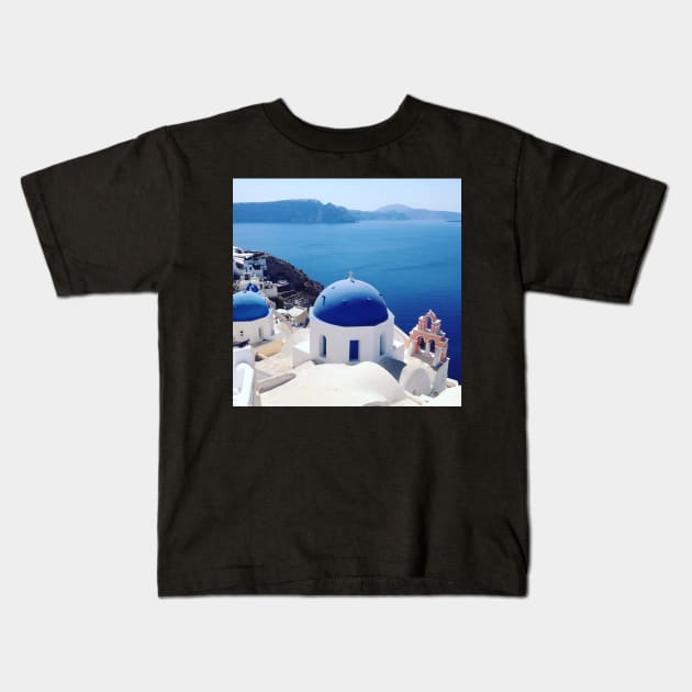 Oia Santorini Kids T-Shirt by dreamtravel